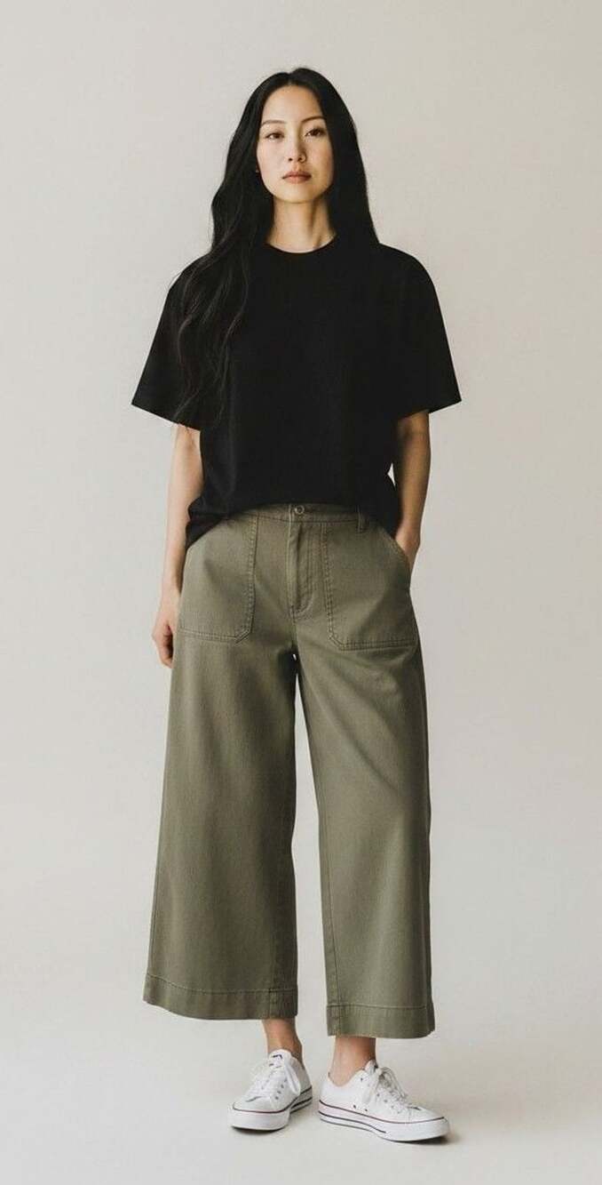 Bagatelle New York Olive Green Cropped Wide Leg Utility Pants Size 12